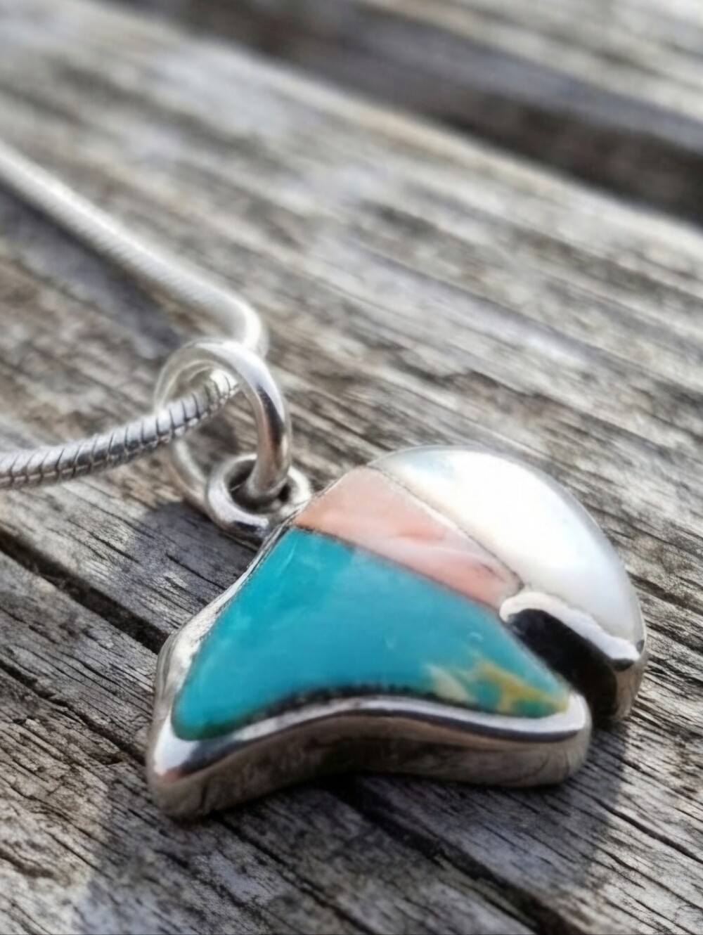 Sterling Turquoise inlay Bear Fetish PENDANT - Picture 10 of 10